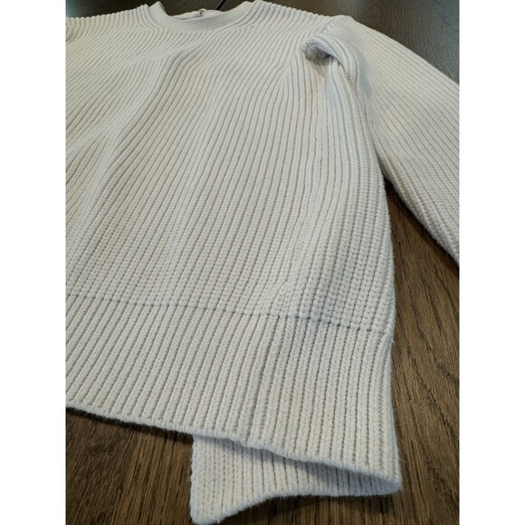 Alexander Wang Open Back Heavy Knit Sweater Women’s Size M Ivory Gold Rings - Picture 3 of 10